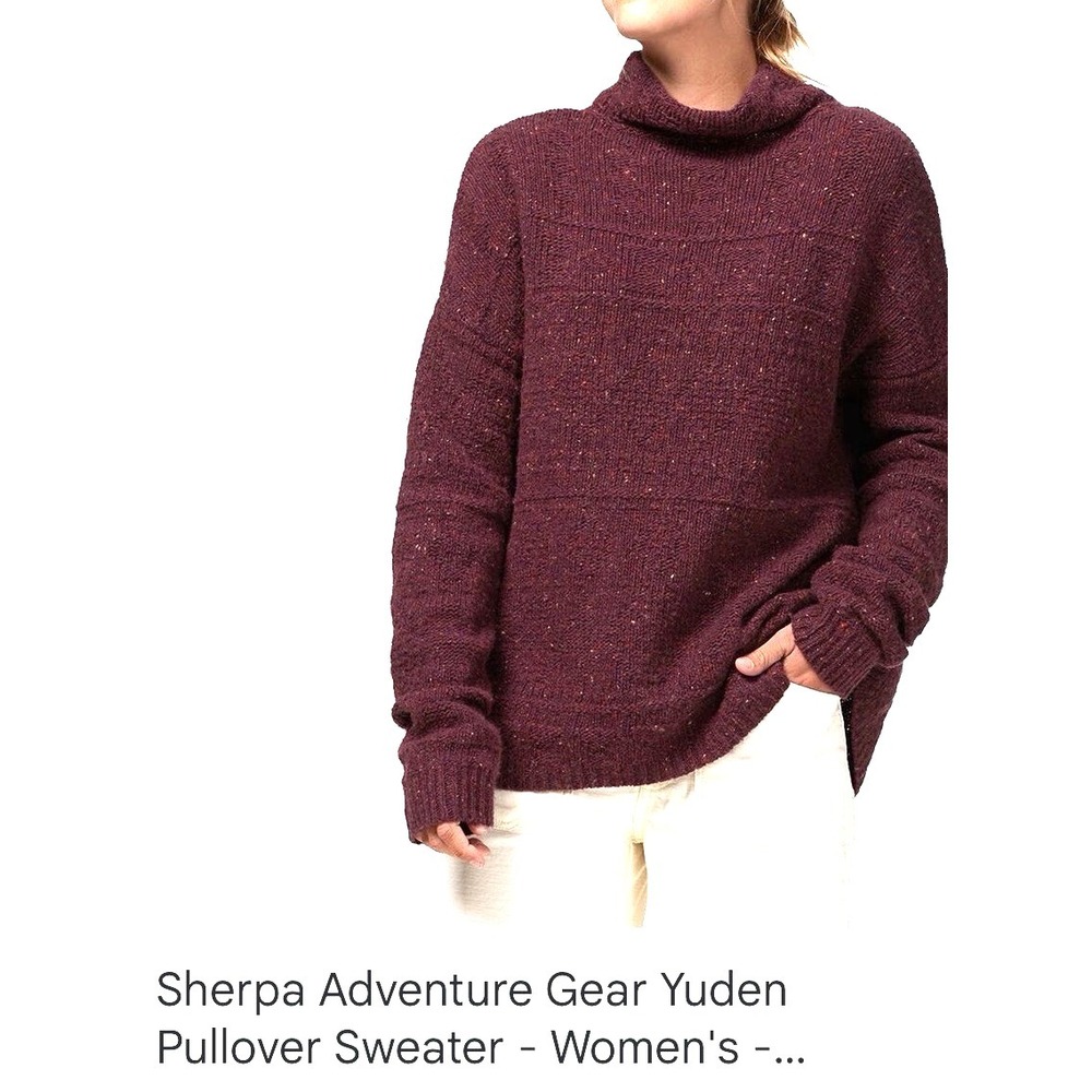 Sherpa Adventure Gear sweater Women's XS Merino Wool + Alpaca Mock Neck Burgundy